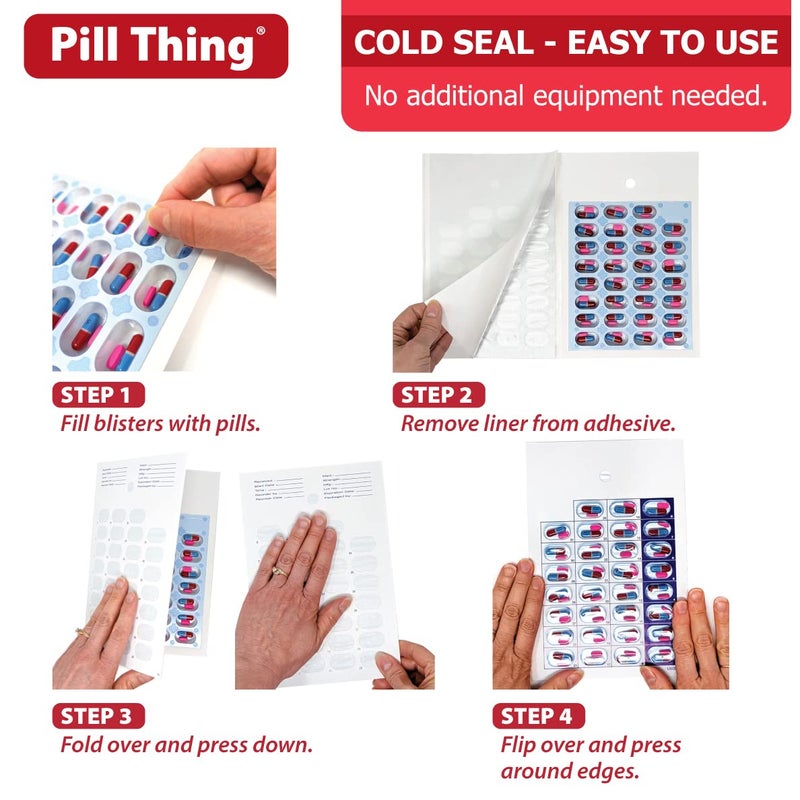 pill thing Monthly Pill Organizer Cold Seal Medication Blister Cards â€“ DIY Pharmacy Pill Packaging for Medication, Disposable, Easy to Use, Just Fill and Seal (31 Day-6 Packs) - Image 3